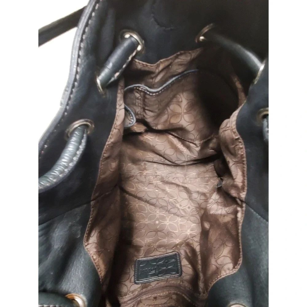 Fossil Y2K Hobo Patchwork Leather Suede Bag Brown Black Bronze Metallic M